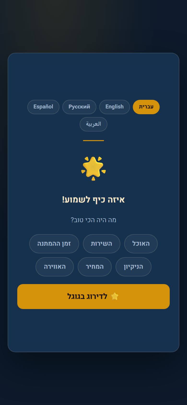 אחרי דירוג גבוה: «איזה כיף לשמוע» וכפתור לדירוג בגוגל